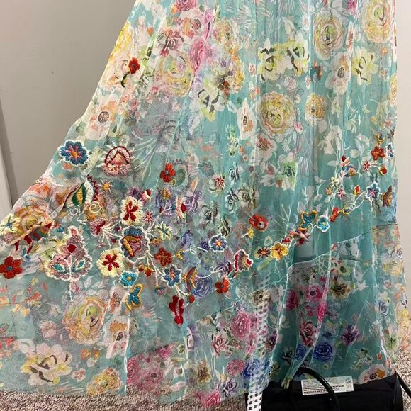 $458 NWT Johnny Was BIYA Forever Flower Floral Mesh Embroidered Maxi Dress S - Picture 9 of 16